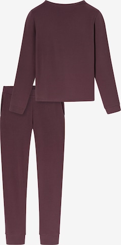 SCHIESSER Pyjama 'Selected Premium Warming' in Bruin: voorkant