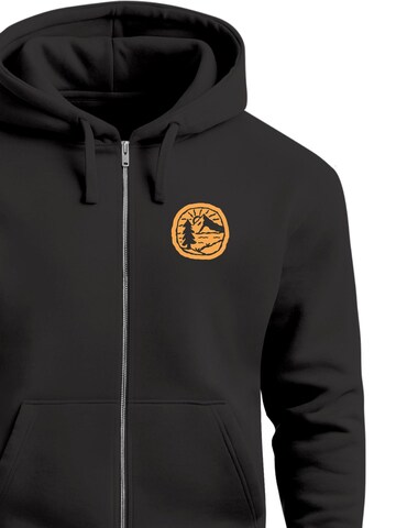 Neverless Sweatjacke 'Landschaft Badge'‌‌‌‌‌‌‌‌ in Schwarz