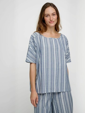 moshi moshi mind Shirt ' balance ' in Blue: front