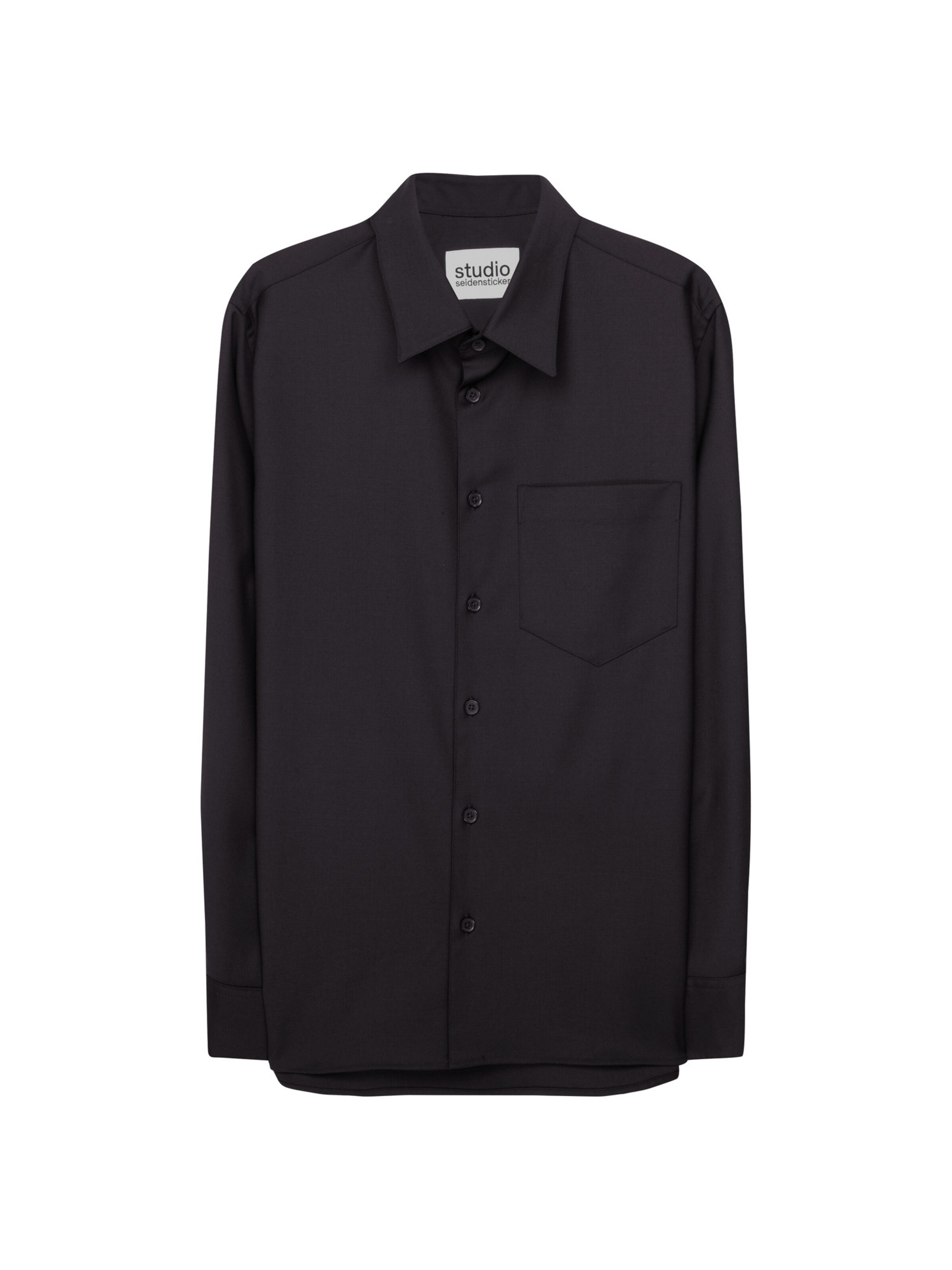Studio Seidensticker Regular fit Overhemd in Zwart: voorkant
