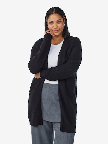 ZizziŠiroki kardigan 'Melsa' - crna boja: prednji dio