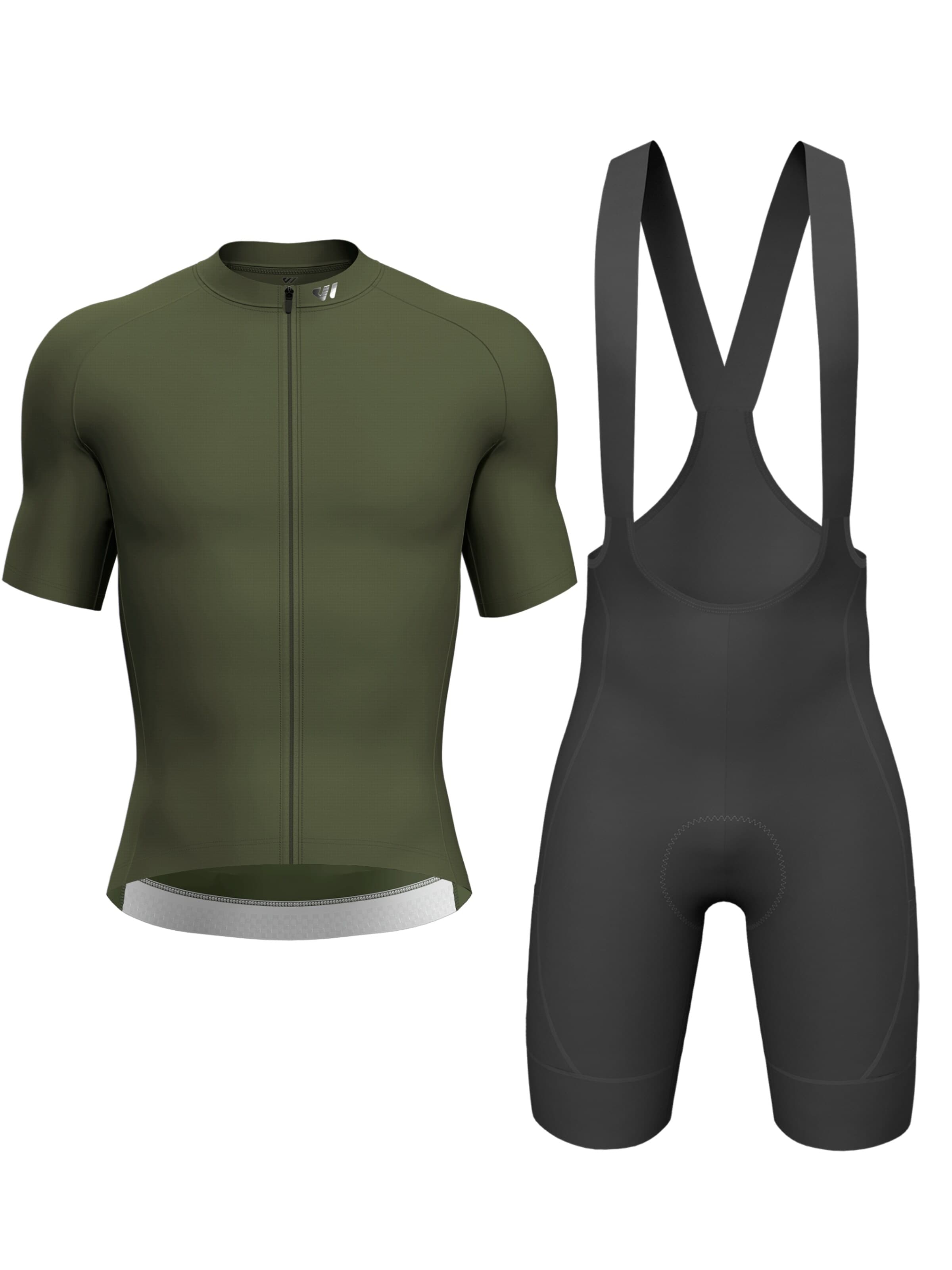 WULIBIKE Sweatsuit 'Wulibike Gravel-Set 'Utility Cargo' Oliv/Schwarz' in Green: front