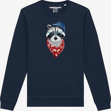 Watapparel Sweatshirt 'Waschbär' in Blau: Vorderseite