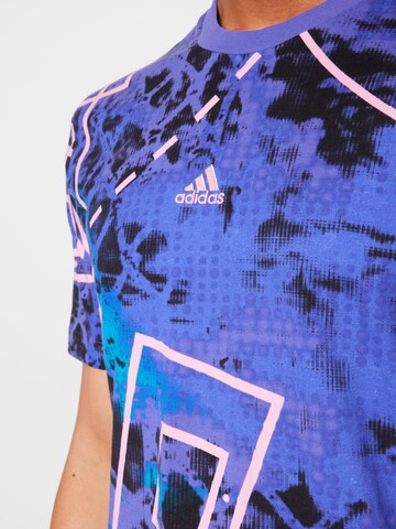 Tricou funcțional 'Throwback Allover' de la ADIDAS PERFORMANCE pe albastru