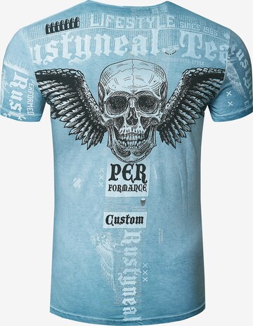 Rusty Neal Shirt 'Flying Skull' in Blauw