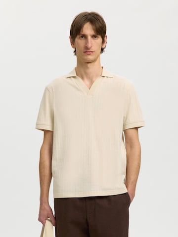 Tricou 'SLHMILAN' de la SELECTED pe bej: față