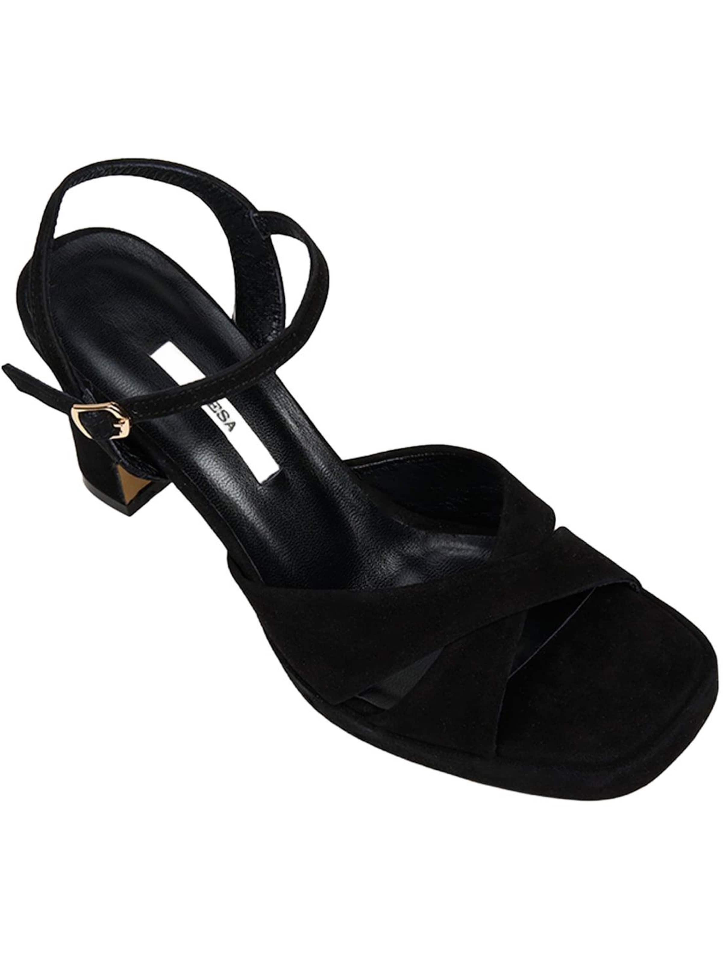 Desa Zehentrenner 'DESA Damen-Abendsandalen aus Wildleder mit gekreuzten Riemen'‌‌‌‌‌‌‌ in Schwarz