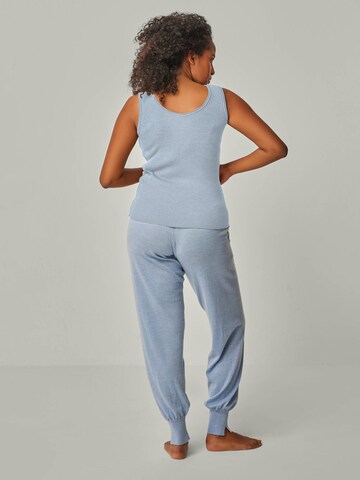 YOU LOOK PERFECT Sticktop 'TOP BLOSSOM - Geripptes Merino Top mit Rundhals' in Blau
