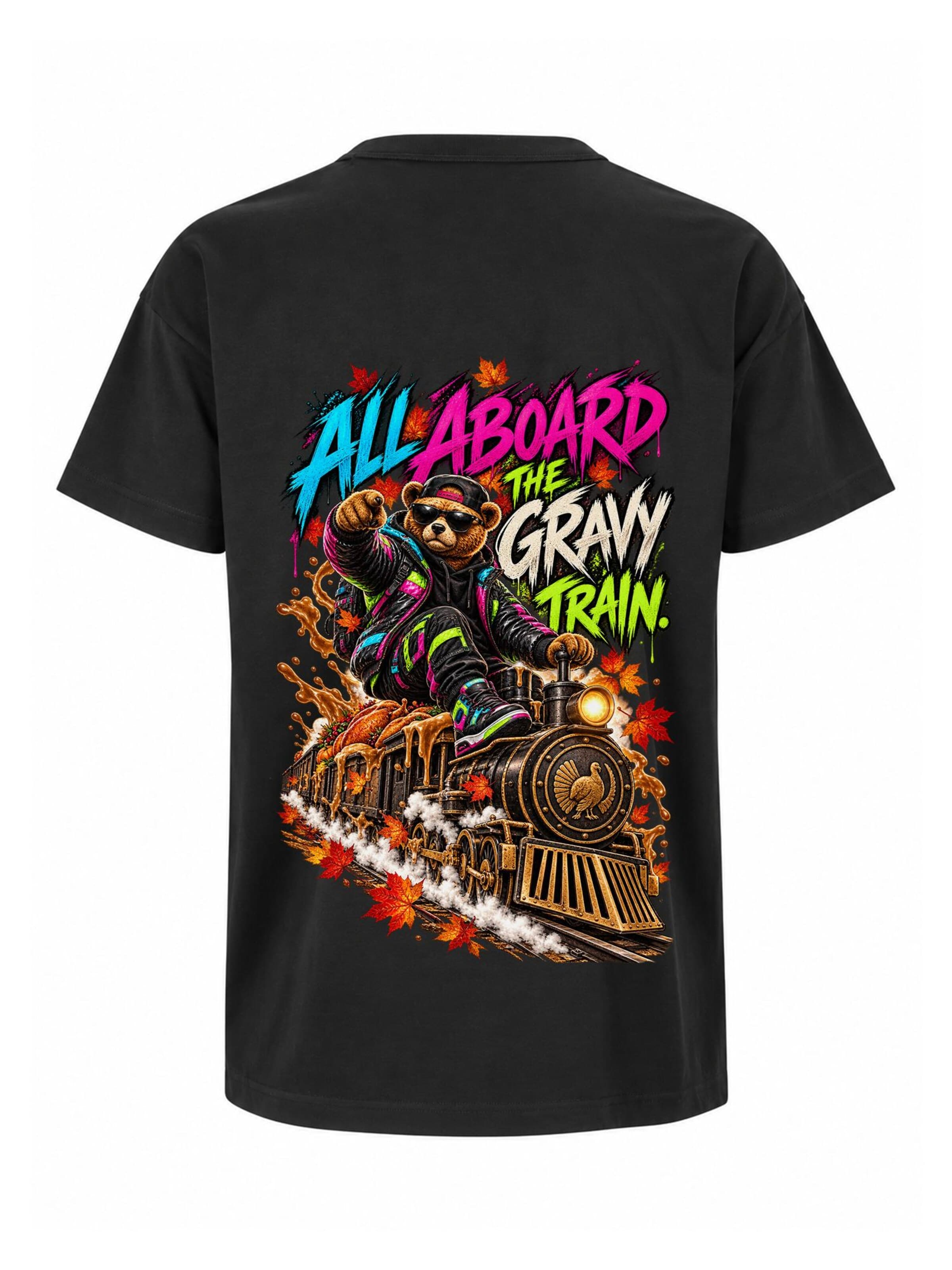 LUNØIR Studio Shirt 'BOSS Thanksgiving Feast Train'‌‌ in Schwarz: Vorderseite