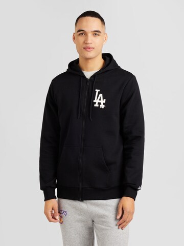 NEW ERA Zip-Up Hoodie in Black: front