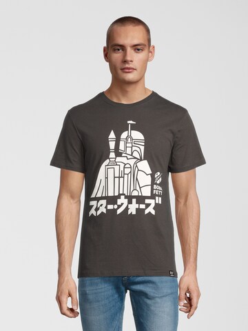 Recovered T-Shirt 'Star Wars Boba Fett Japanese' in Grau: predná strana