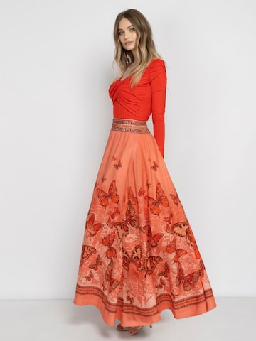 JIORO Kjol 'PAPAYA BUTTERFLIES' i orange