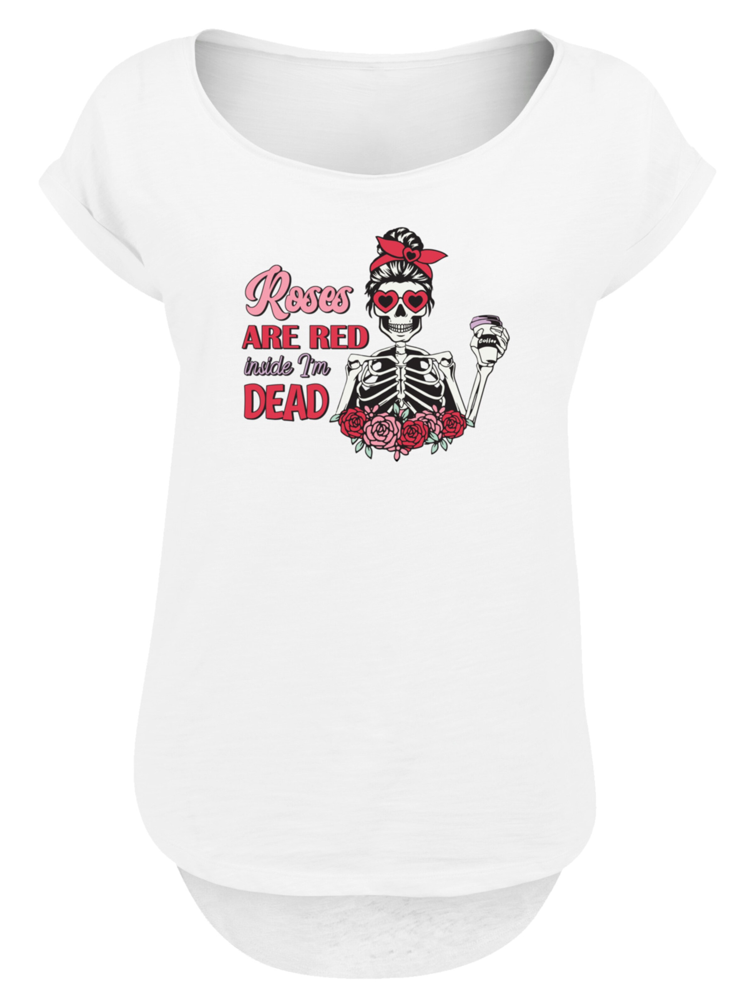 F4NT4STIC Shirt 'Anti Valentinstag Roses are red' in Wit: voorkant