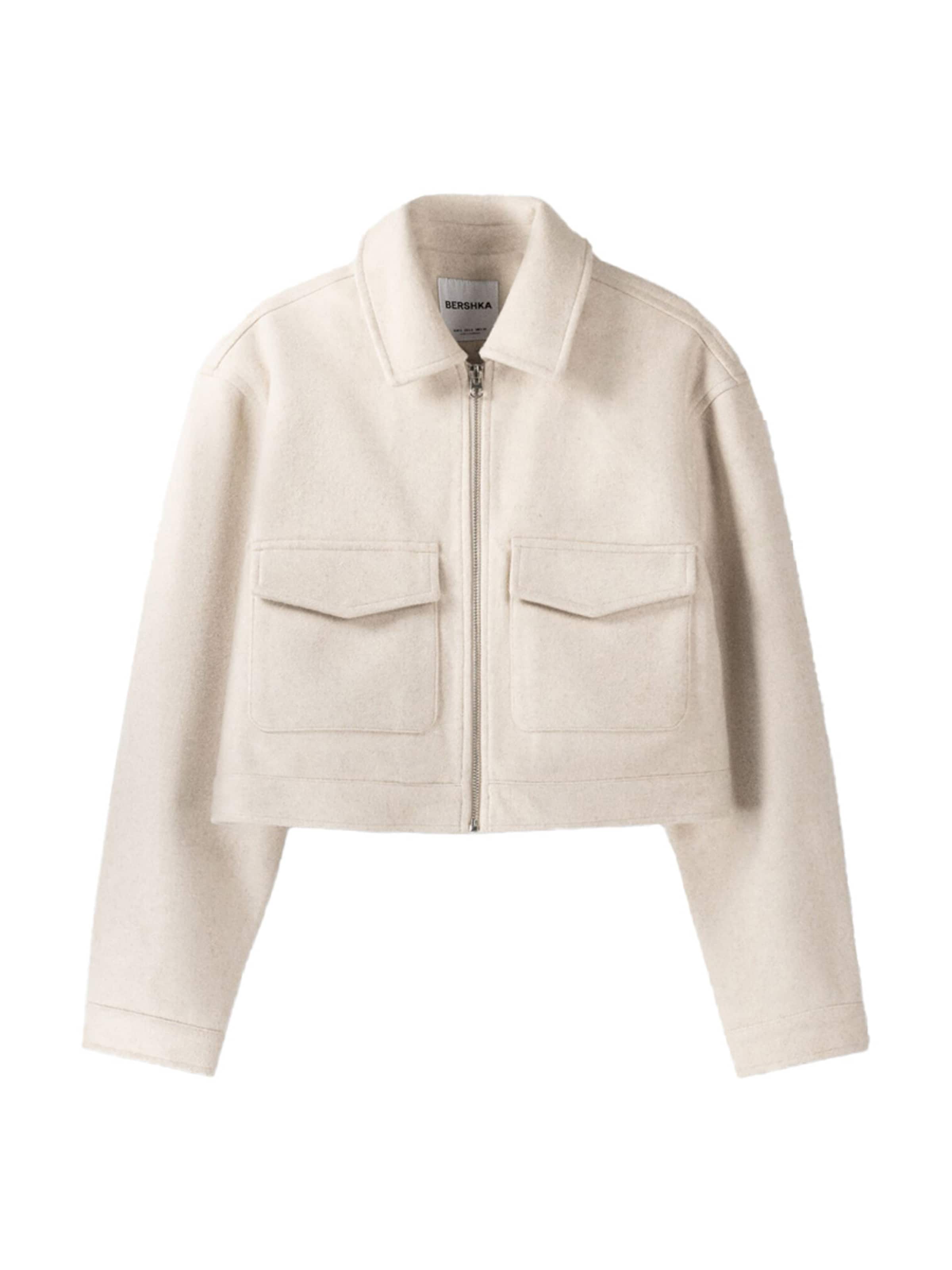 Bershka Veste mi-saison en écru, Vue avec produit
