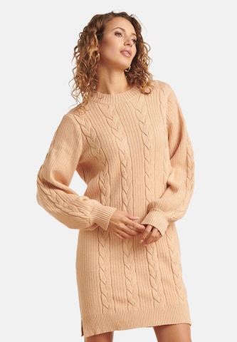 Smashed Lemon Gebreide jurk in Beige