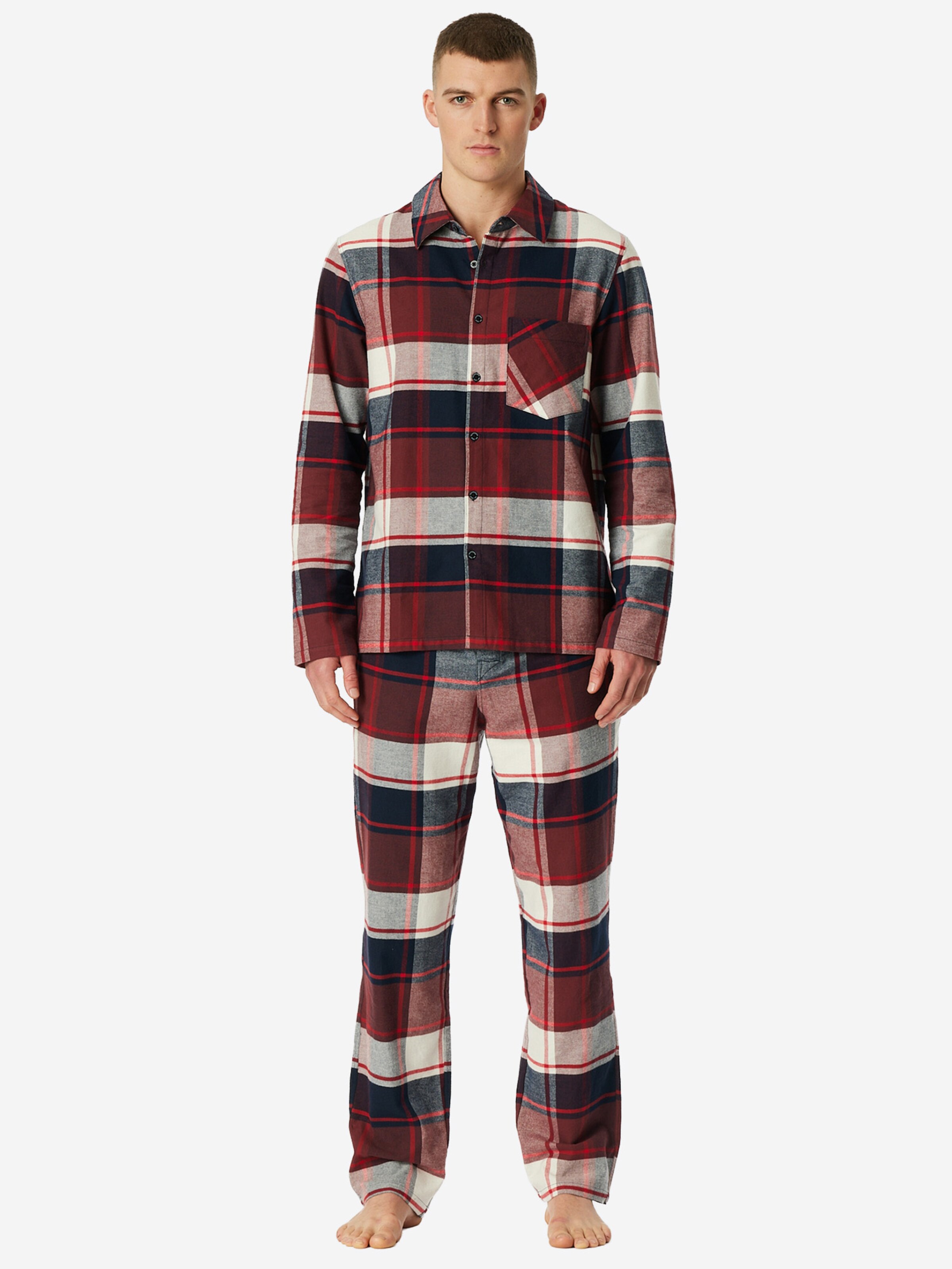 SCHIESSER Pyjama ' Selected Premium Warming ' in Rot: Vorderseite