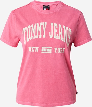 Tommy Jeans - Camisa 'Varsity' em rosa: frente