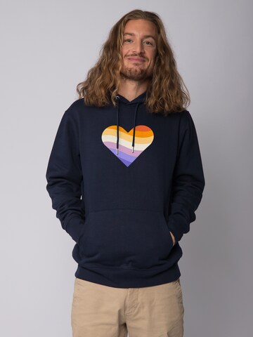 Felpa ' Rainbow Heart ' di Watapparel in blu: frontale