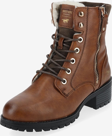 MUSTANG Lace-Up Ankle Boots in Brown: front