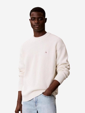 Calvin Klein Jeans Trui 'LS EZ COTTON WAFFLE LV04RD313G' in Beige: voorkant