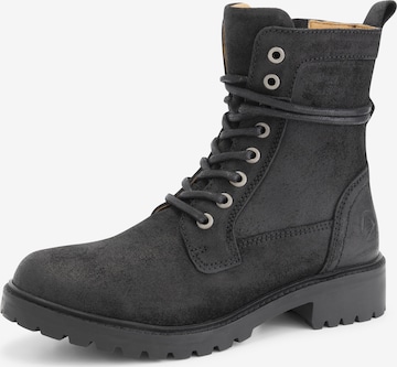 Bottines à lacets 'Kvistrup ' Travelin en noir : devant