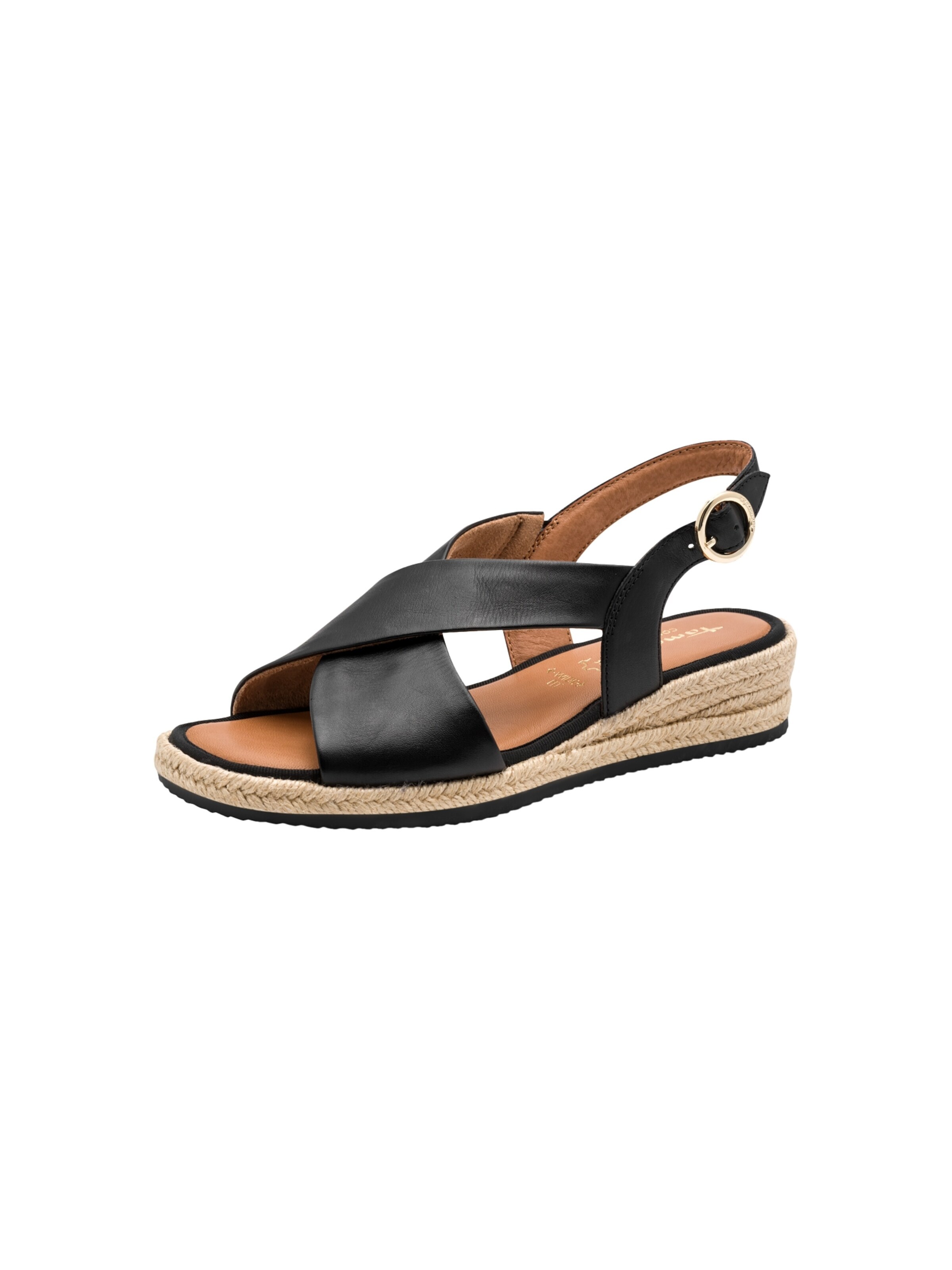 Tamaris Sandaal 'Ledersandalen mit Keilabsatz – Comfort' in Zwart