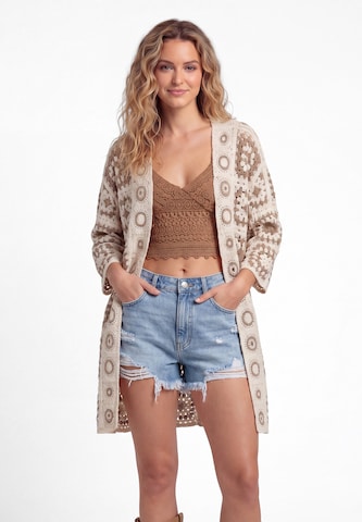 IZIA - Kimono em bege: frente