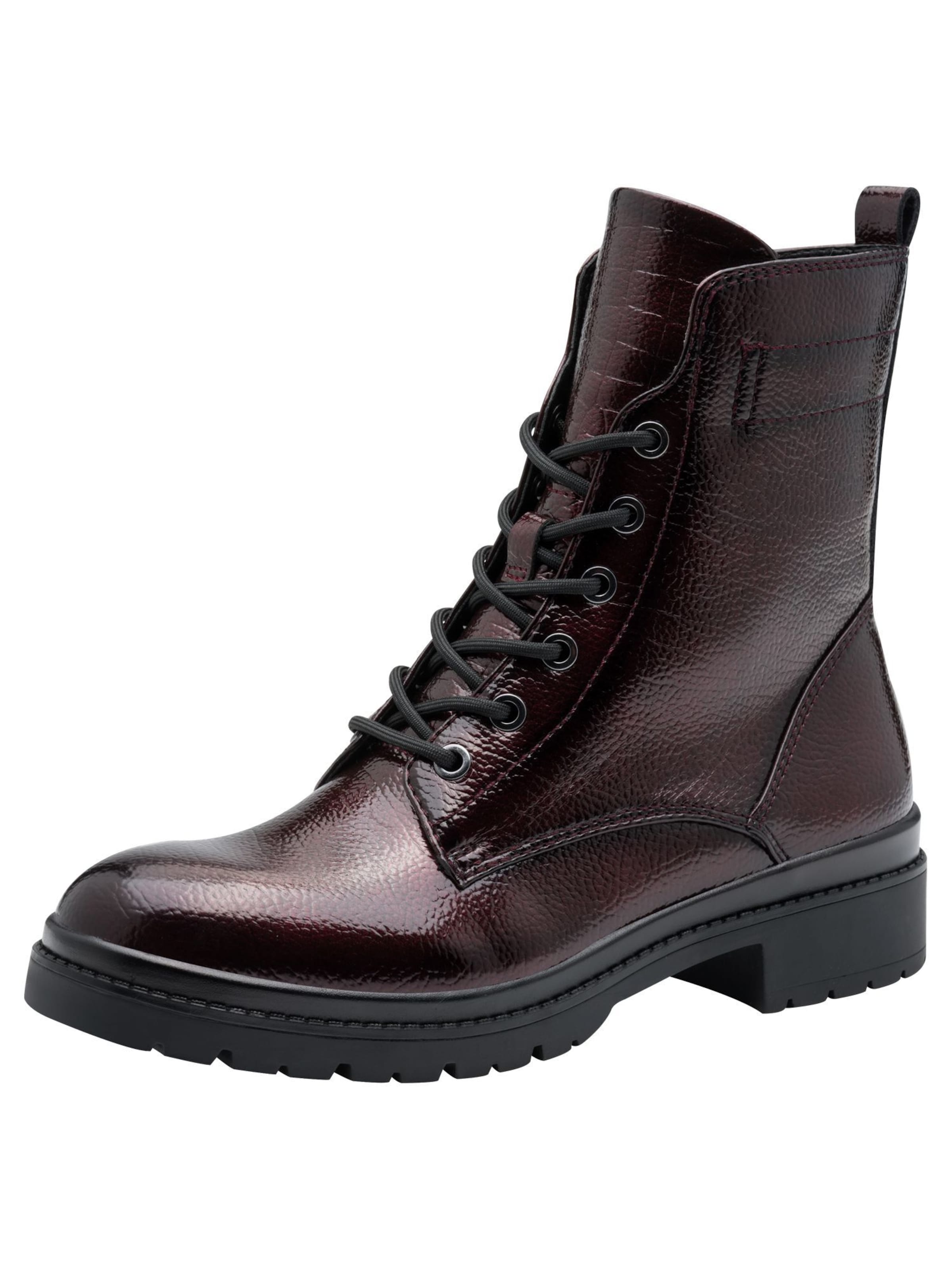 Tamaris Lace-up bootie in Red: front