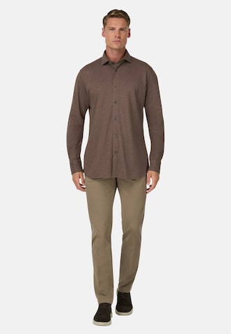 Boggi Milano Comfort fit Overhemd in Bruin