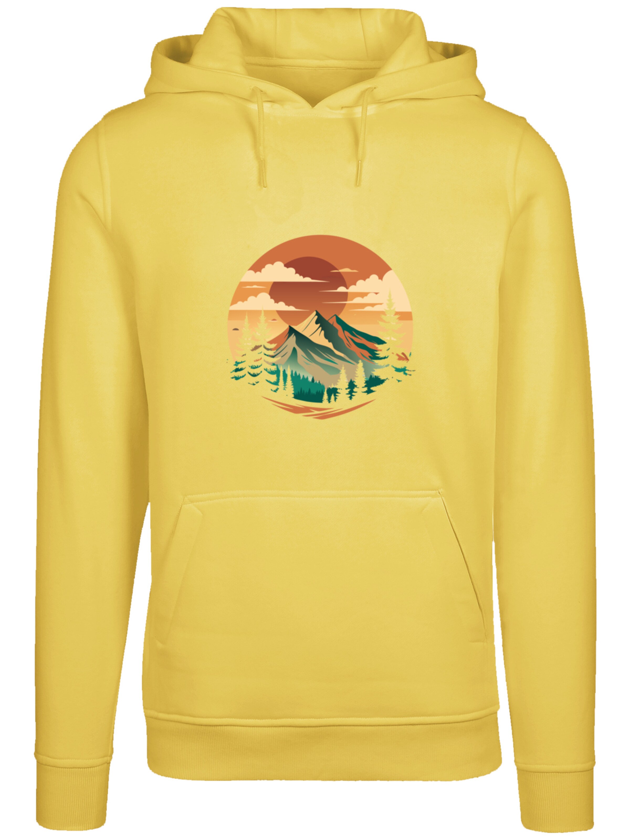 Sweat-shirt 'Sonnenuntergang Berglandschaft' F4NT4STIC en jaune : devant