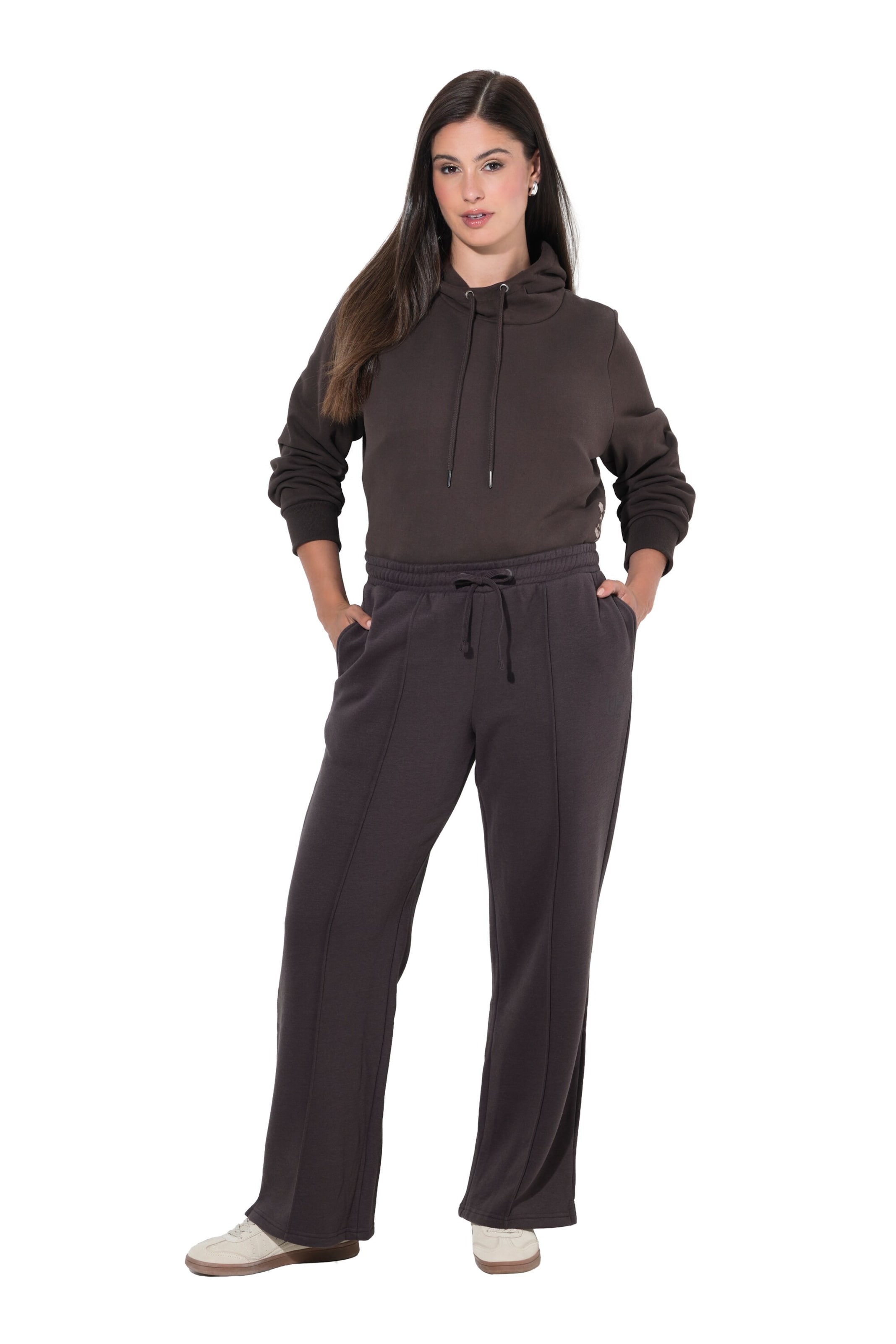 Ulla Popken Wide leg Sweat suit in Brown