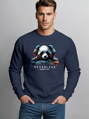 Neverless Sweatshirt 'Panda DJ'‌‌‌‌‌‌ in Blau