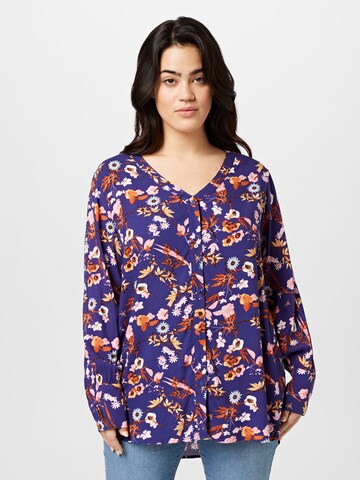 ONLY Carmakoma Blouse 'NOVA' in Blauw: voorkant