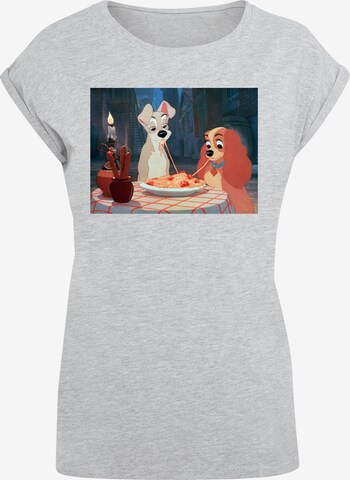 ABSOLUTE CULT T-Shirt 'Lady And The Tramp - Spaghetti Photo' in Grau: predná strana
