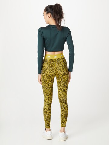 ADIDAS PERFORMANCE Slimfit Sportovní kalhoty 'Techfit Pixeled Camo' – zelená