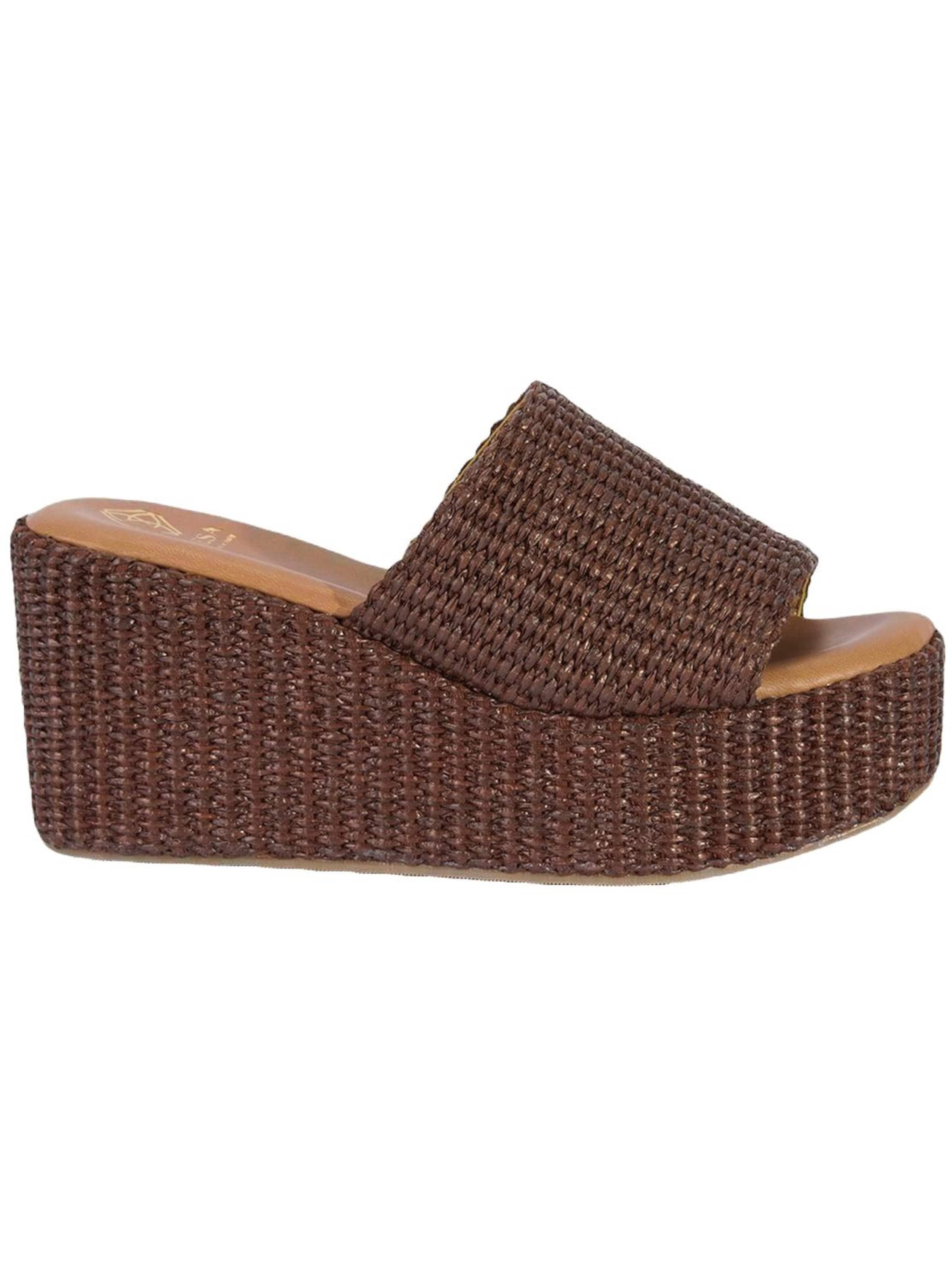 Desa Mule 'DESA Damen-Keilsandalen aus Raffia' in Brown