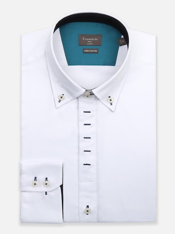 Slim fit Camicia 'Roma Iconic Satin Man Shirt Grey' di 7Camicie in bianco
