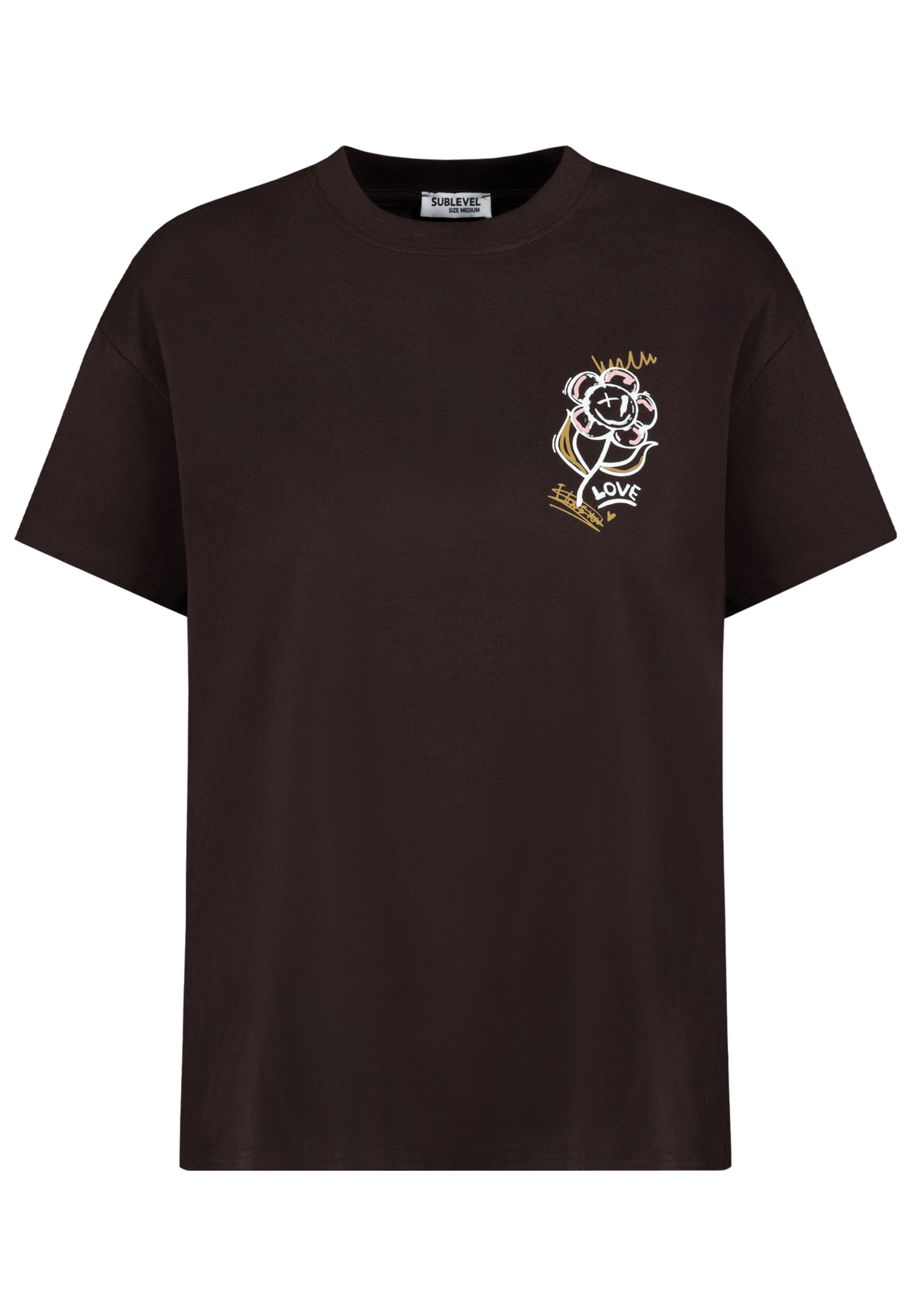 Sublevel T-Shirt in dunkelbraun / mischfarben, Produktansicht