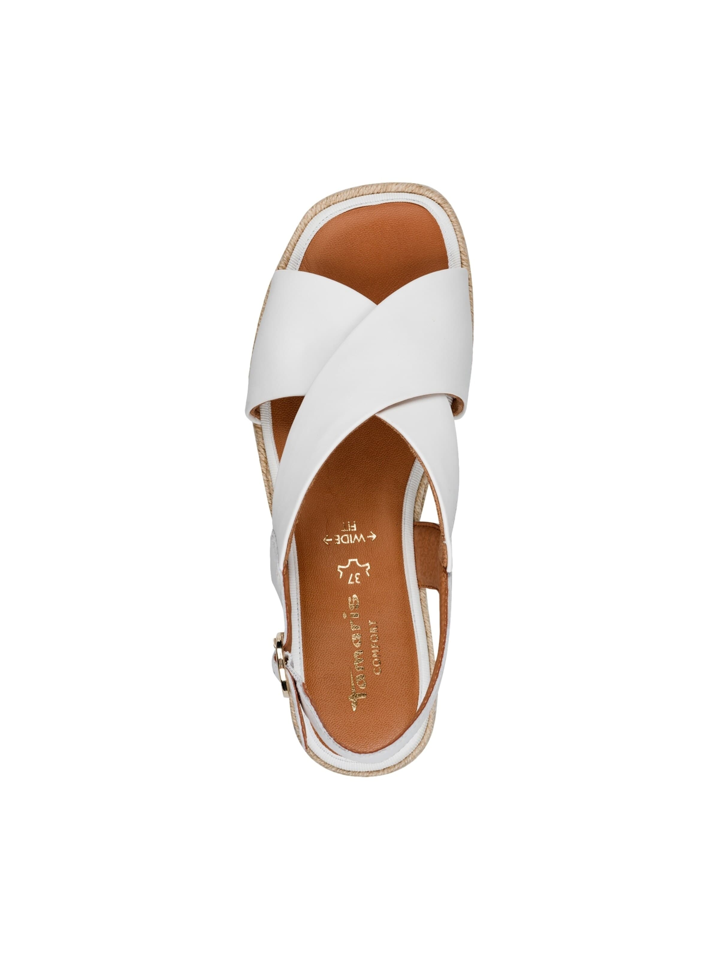 Tamaris - Sandalias 'Ledersandalen mit Keilabsatz – Comfort' en blanco
