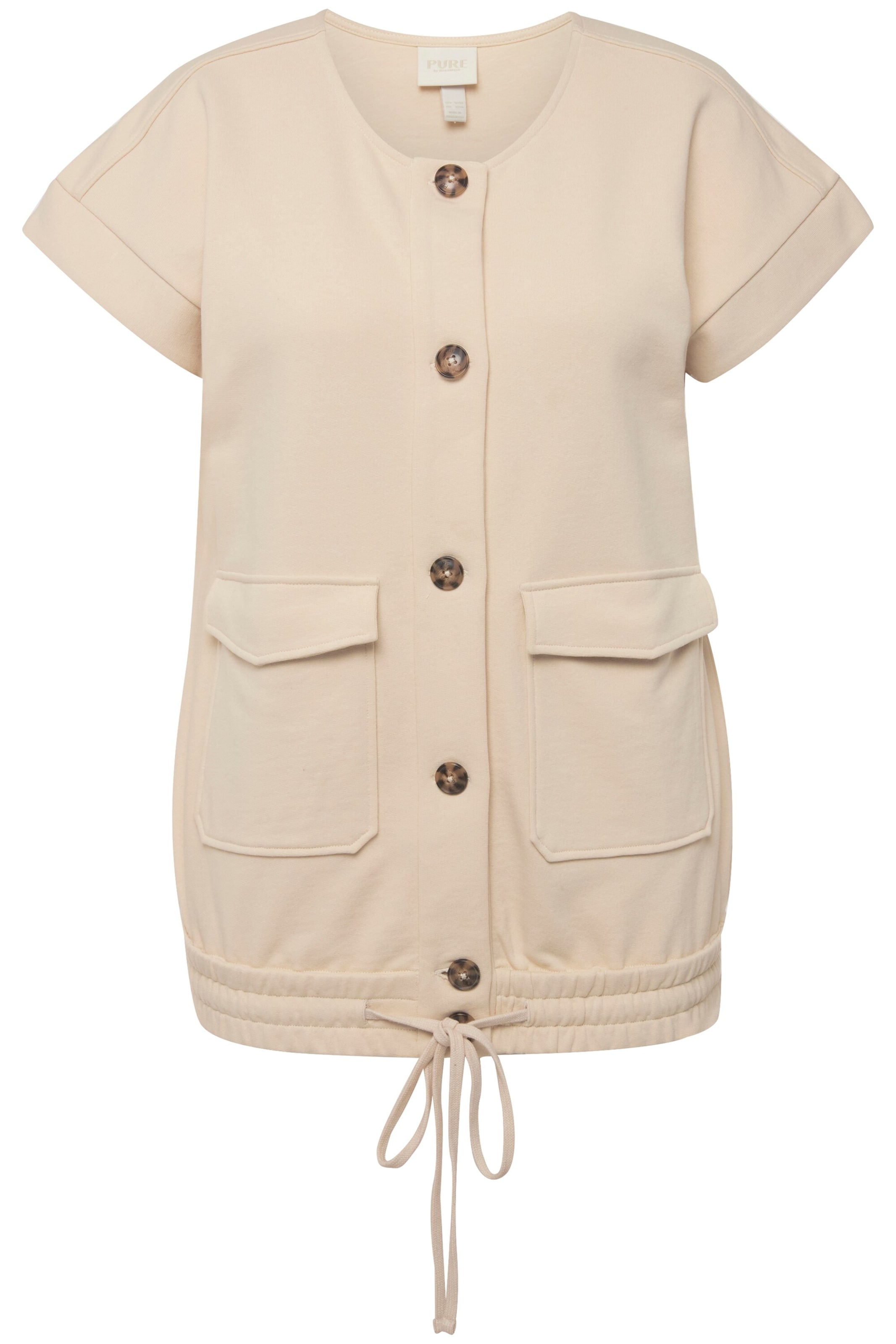 Ulla Popken Sweatvest in Beige: voorkant