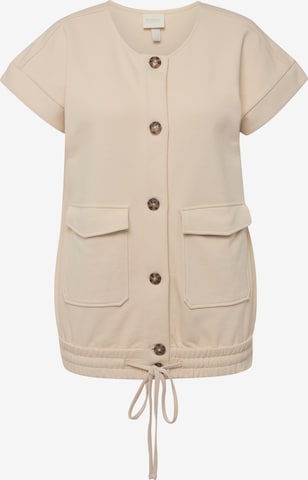 Ulla Popken Zip-Up Hoodie in Beige: front