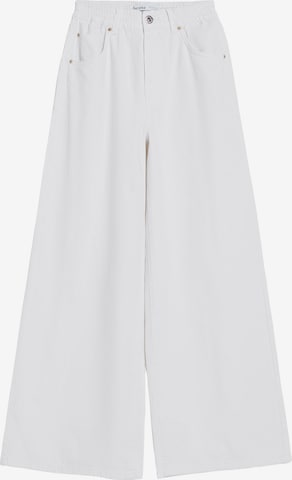 Wide Leg Jean Bershka en blanc : devant