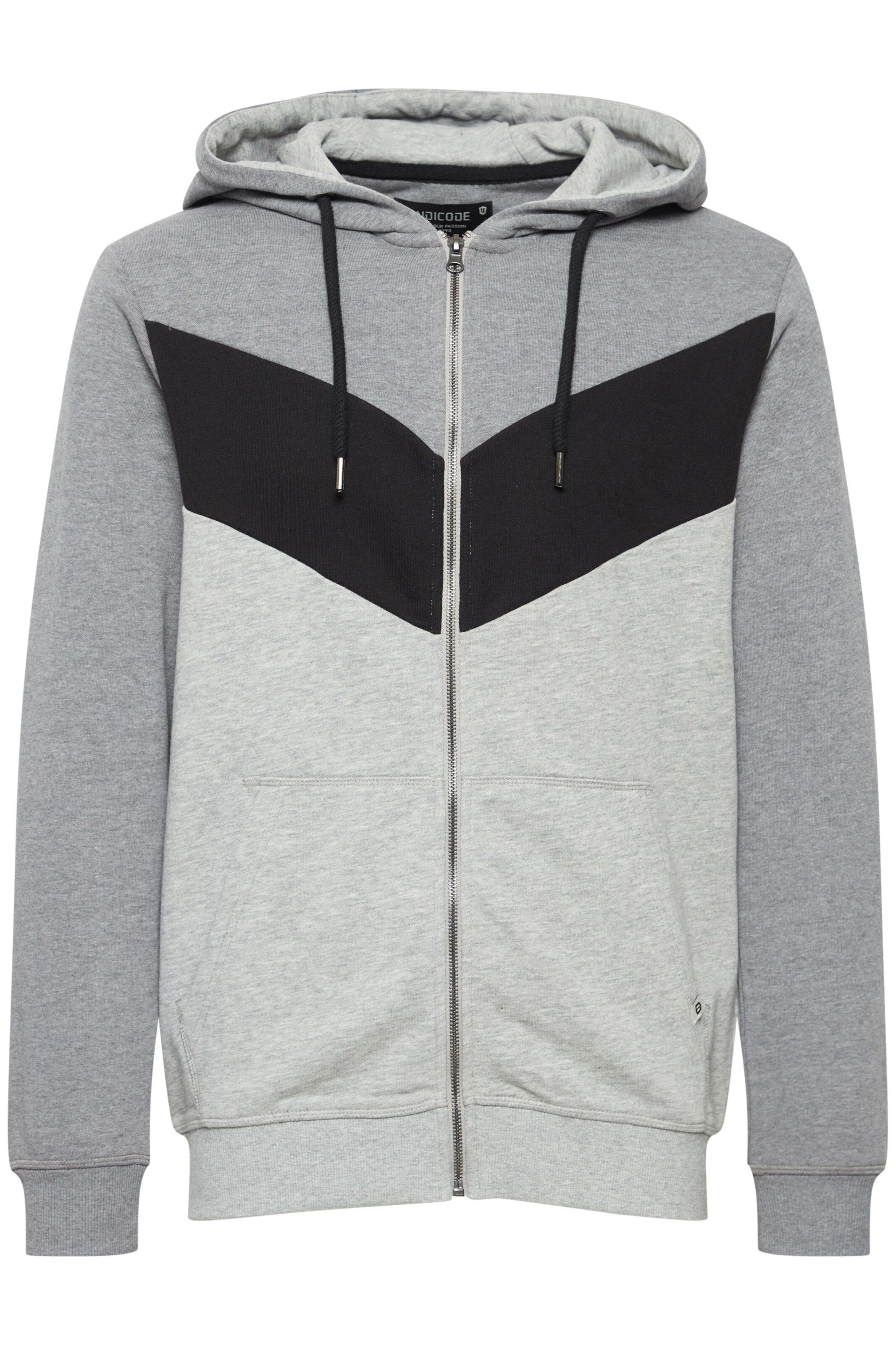 INDICODE JEANS Sweatjacke 'Pock' in Grau: Vorderseite