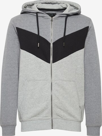 INDICODE JEANS Zip-Up Hoodie 'Pock' in Grey: front