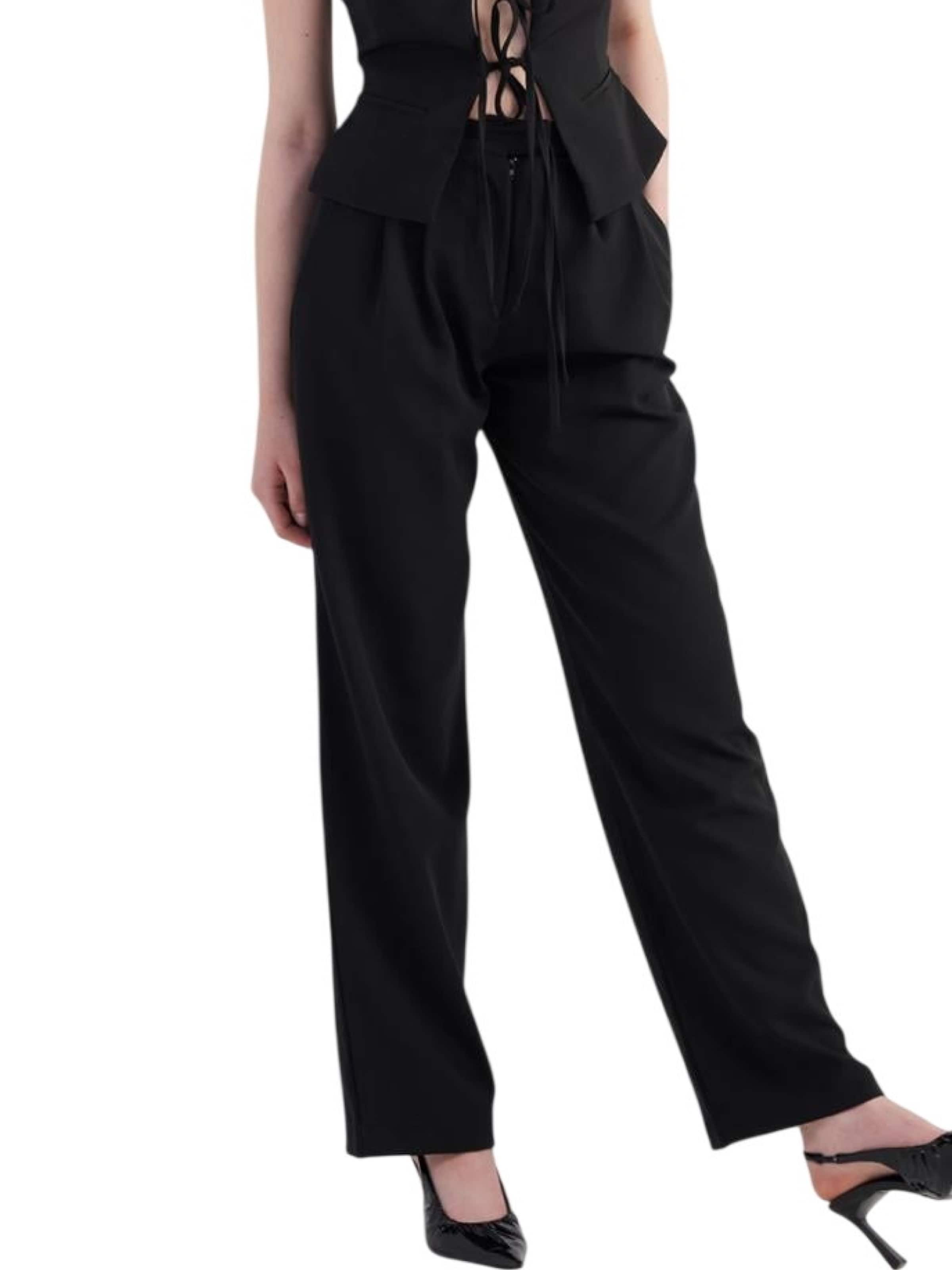 Loosefit Pantalon à pince HOLLY LOLLY en noir : devant