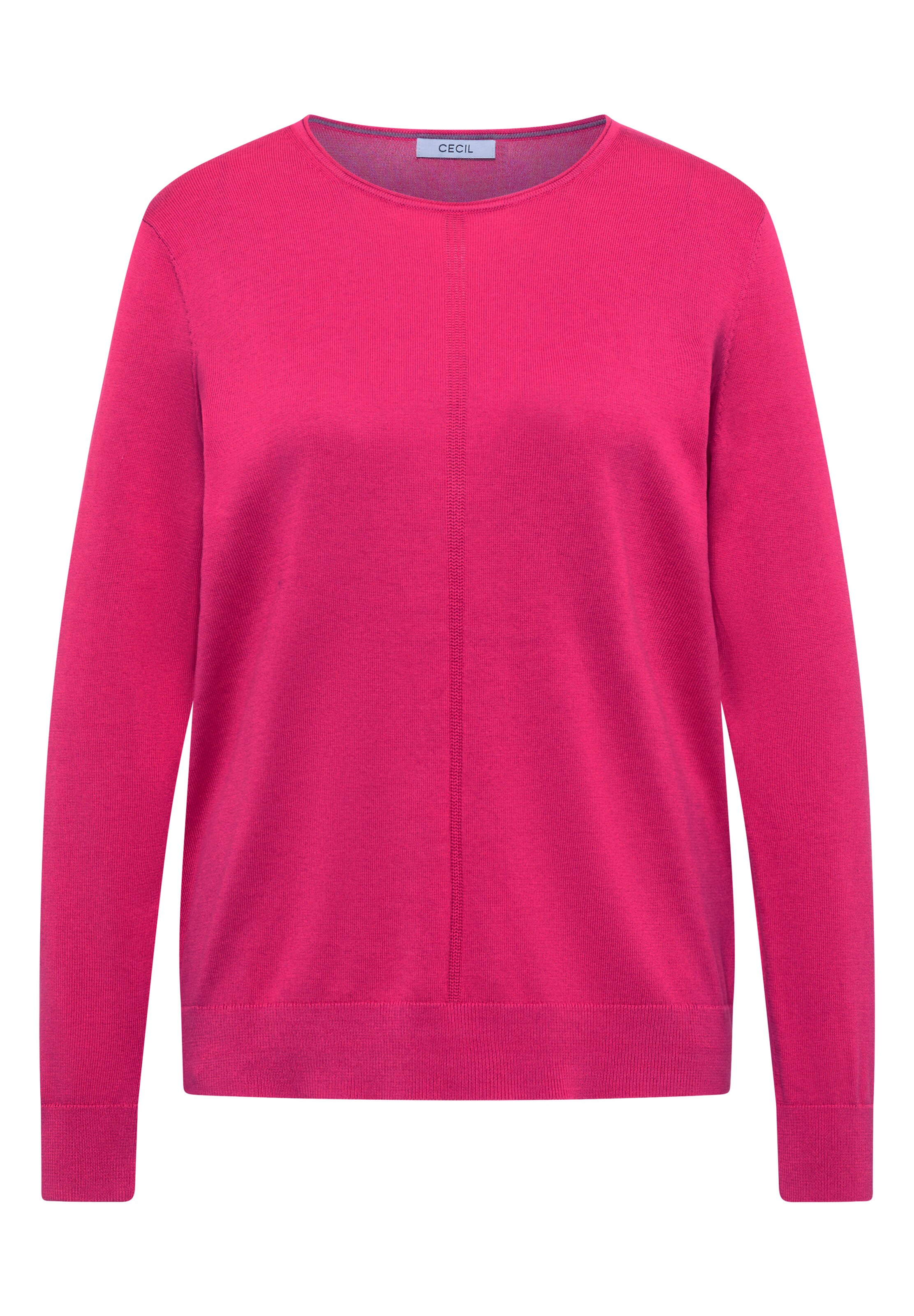 CECIL Basic Pullover mit Rundhals in Unifarbe in XXXL in pink, Produktansicht