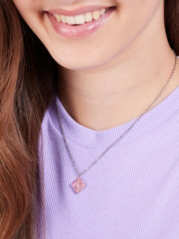 Lucardi Ketting 'Gemstone Beads' in Roze: voorkant