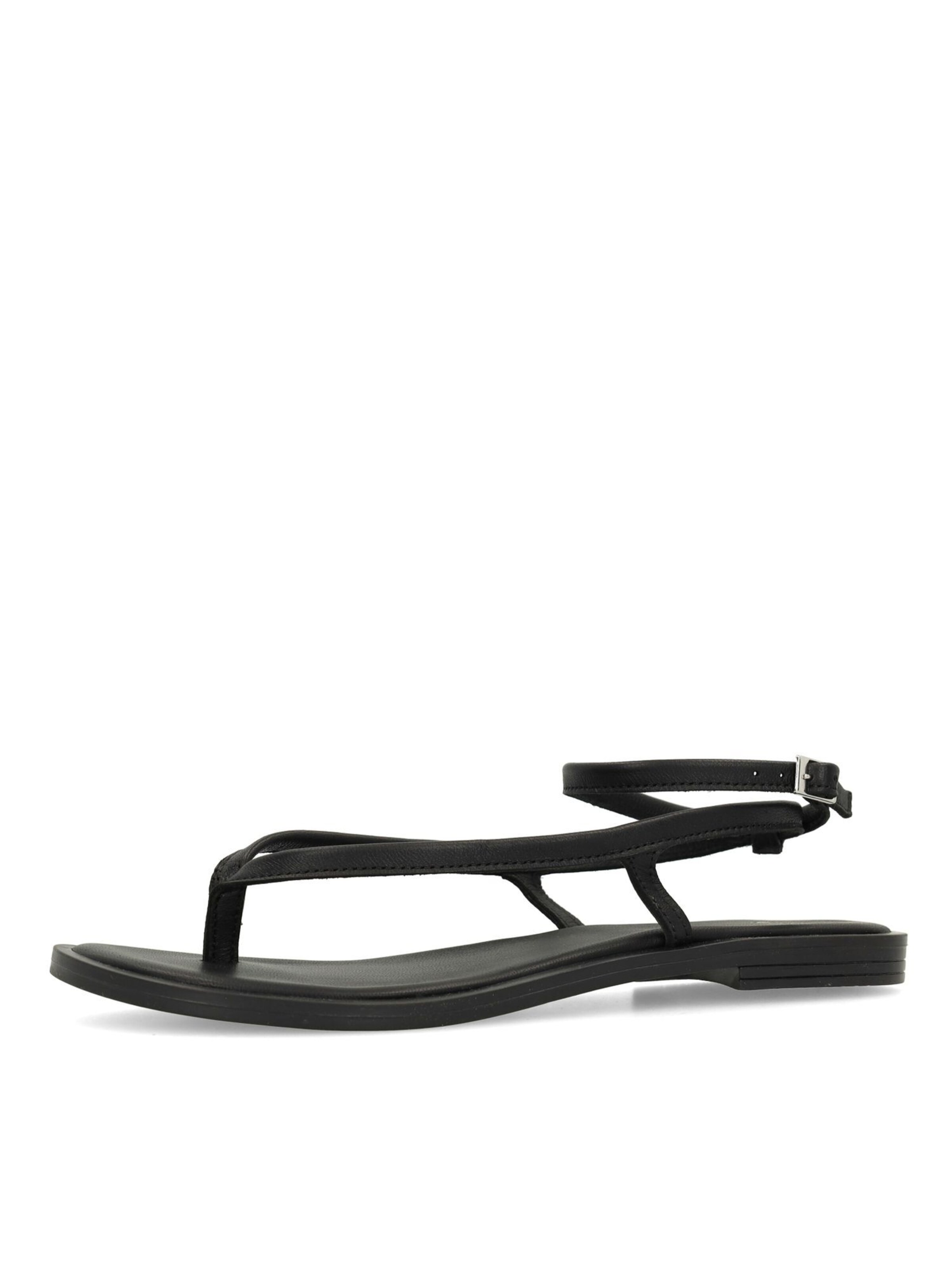 MANFIELD T-Bar Sandals in Black: front