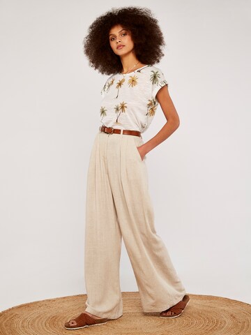 T-shirt 'Palm Scene Slub' Apricot en jaune