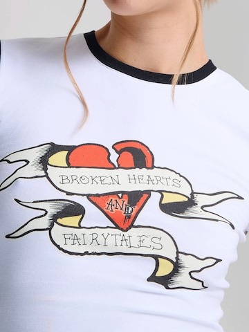 Ed Hardy T-Shirt 'Broken Hearts' in Weiß